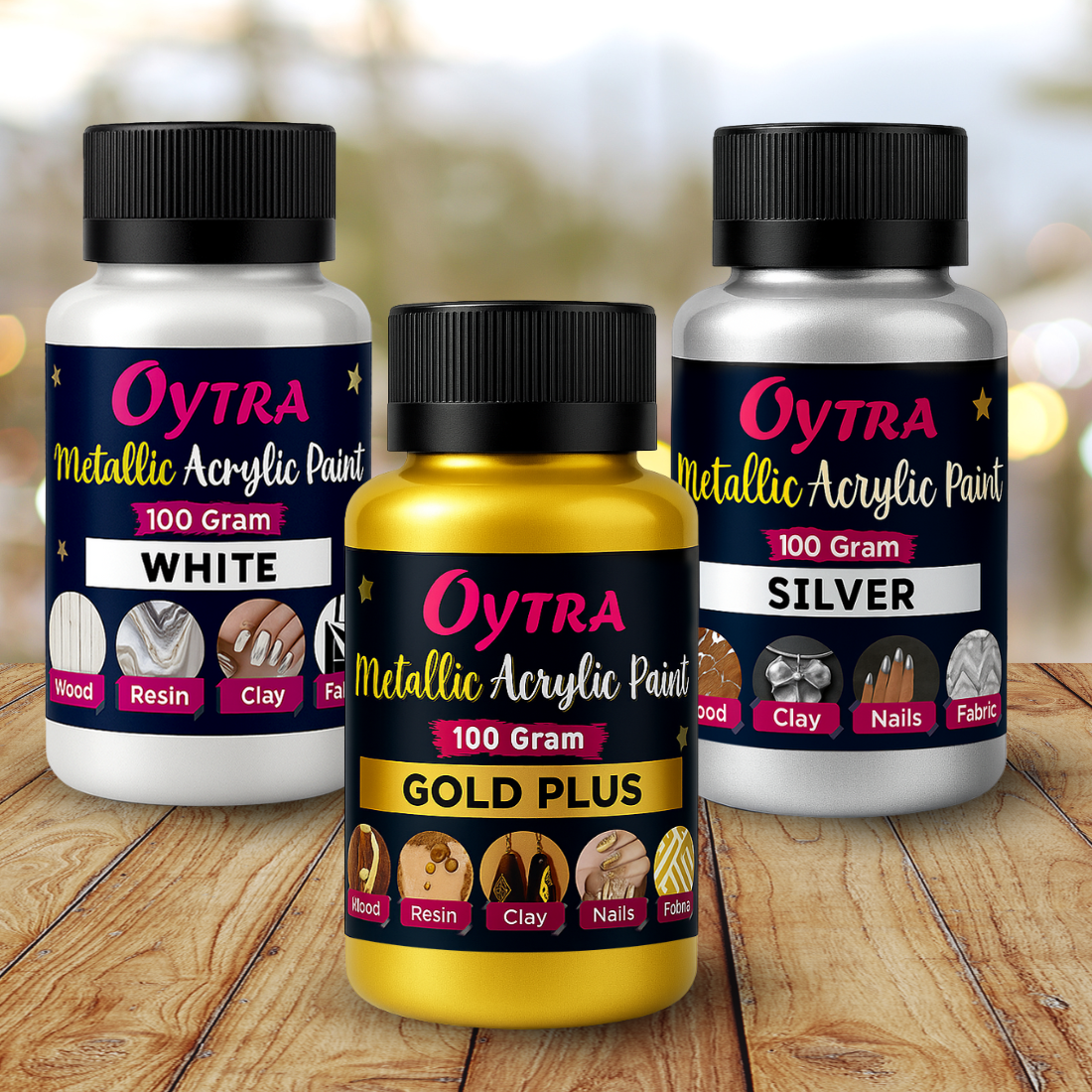 Gold Sliver White Metallic Acrylic Color Paint for Canvas Glass Wood Wall Car Metal Rock Steel