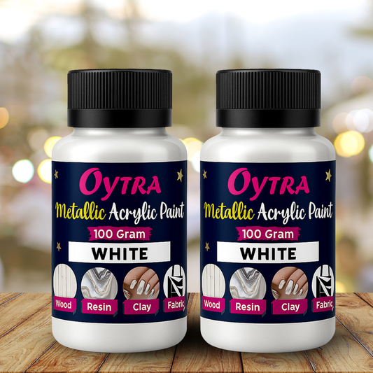 200 Grams Metallic Acrylic Paint (White)