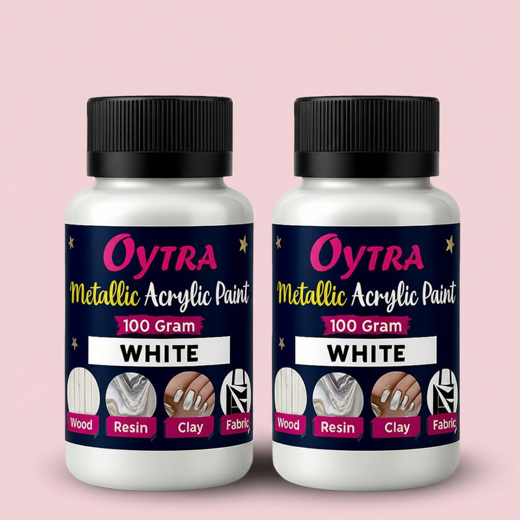 200 Grams Metallic Acrylic Paint (White)