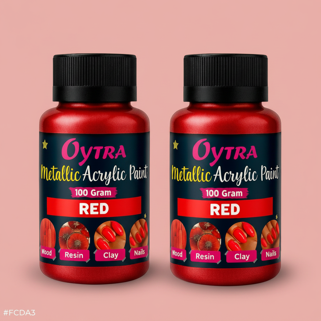 200 Grams Metallic Acrylic Paint (Red)