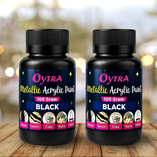 200 Grams Metallic Acrylic Paint (Black)