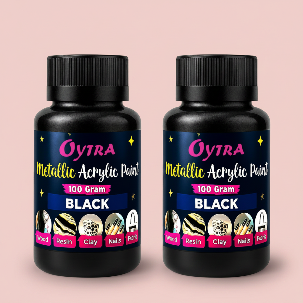 200 Grams Metallic Acrylic Paint (Black)