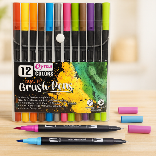 Dual Tip Brush Pens Set of 12 Colors