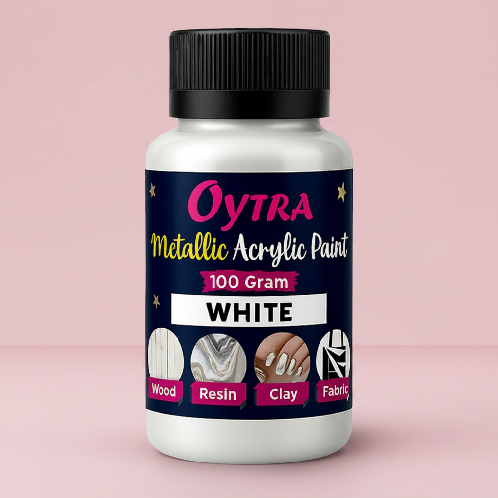 100 Grams Metallic Acrylic Paint (White)