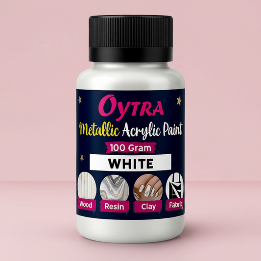 100 Grams Metallic Acrylic Paint (White)