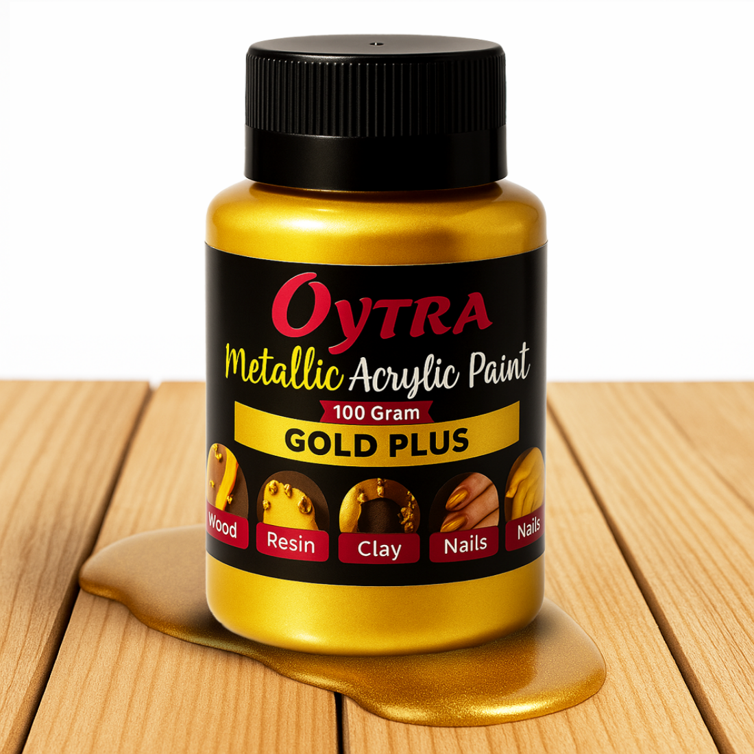 Oytra 100 ml Metallic Acrylic Color Paint Metal Colours for Professionals Artist Hobby Painters DIY Art and Craft Painting Drawings on Canvas (Gold)