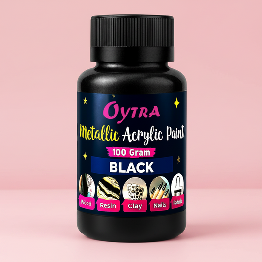 100 Grams Metallic Acrylic Paint (Black)