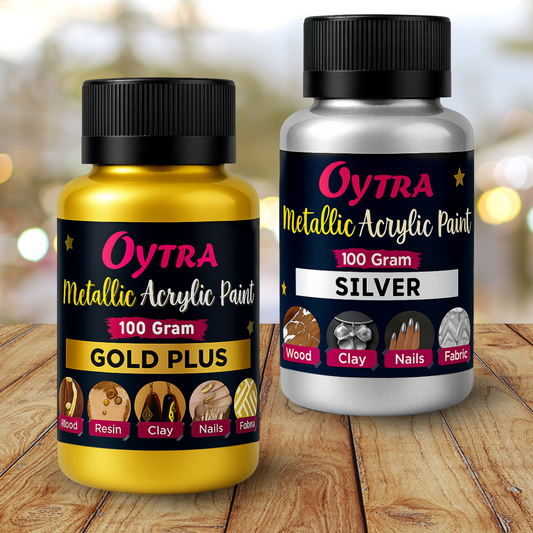 Gold Silver Metallic Acrylic Color Paint for Canvas Glass Wood Wall Car Metal Rock Steel