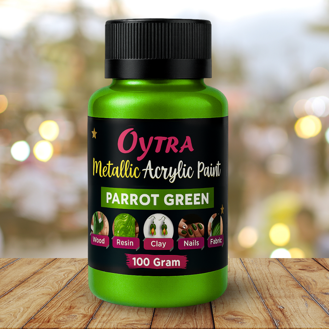 500 ml Parrot Green Metallic Acrylic Color Paint for Canvas Glass Wood Wall Car Metal Rock Steel
