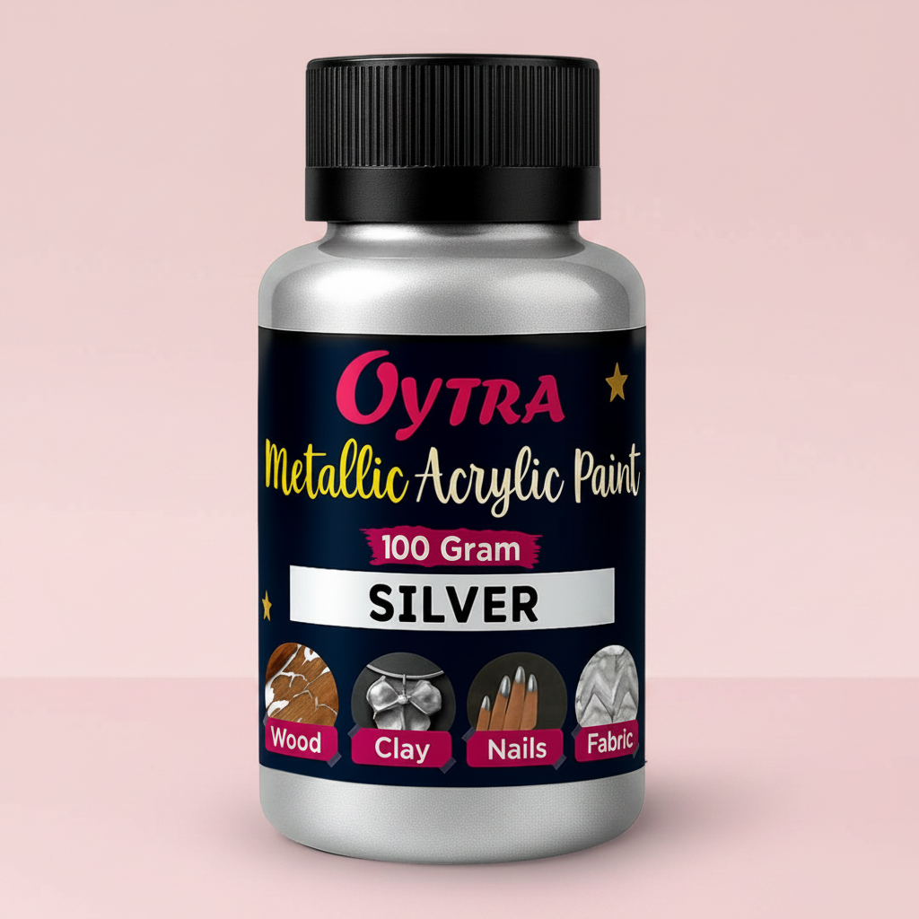 100 Grams Metallic Acrylic Paint (Silver)