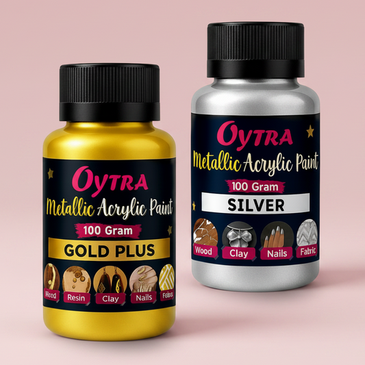 100 Grams Metallic Acrylic Color Paint Combo (Gold, Silver)
