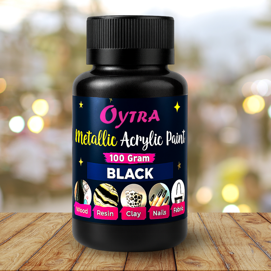 500 ml Black Metallic Acrylic Color Paint for Canvas Glass Wood Wall Car Metal Rock Steel
