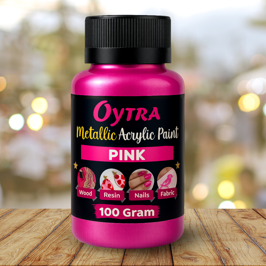 500 ml Pink Metallic Acrylic Color Paint for Canvas Glass Wood Wall Car Metal Rock Steel
