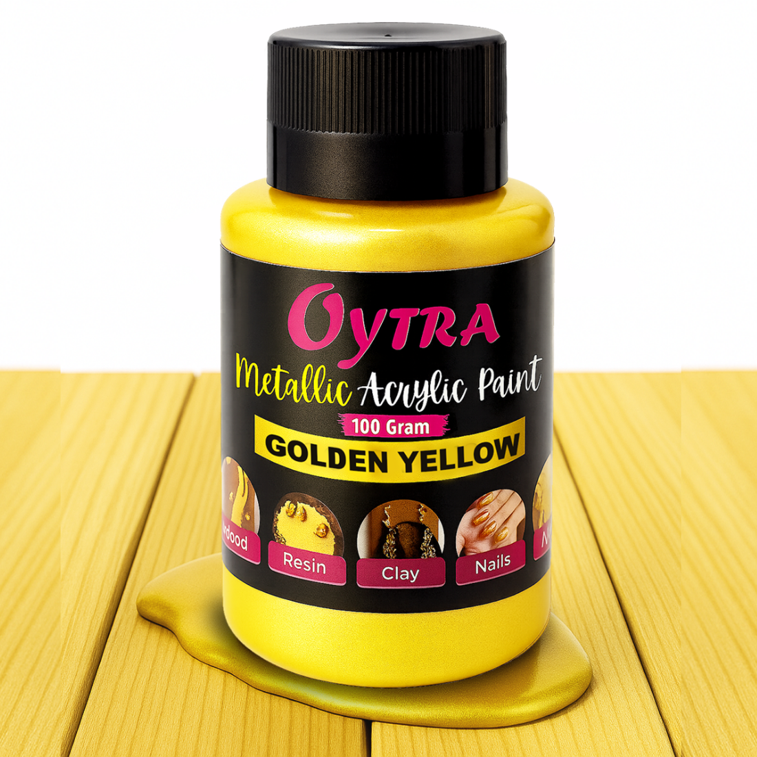 500 ml Golden Yellow Metallic Acrylic Color Paint for Canvas Glass Wood Wall Car Metal Rock Steel
