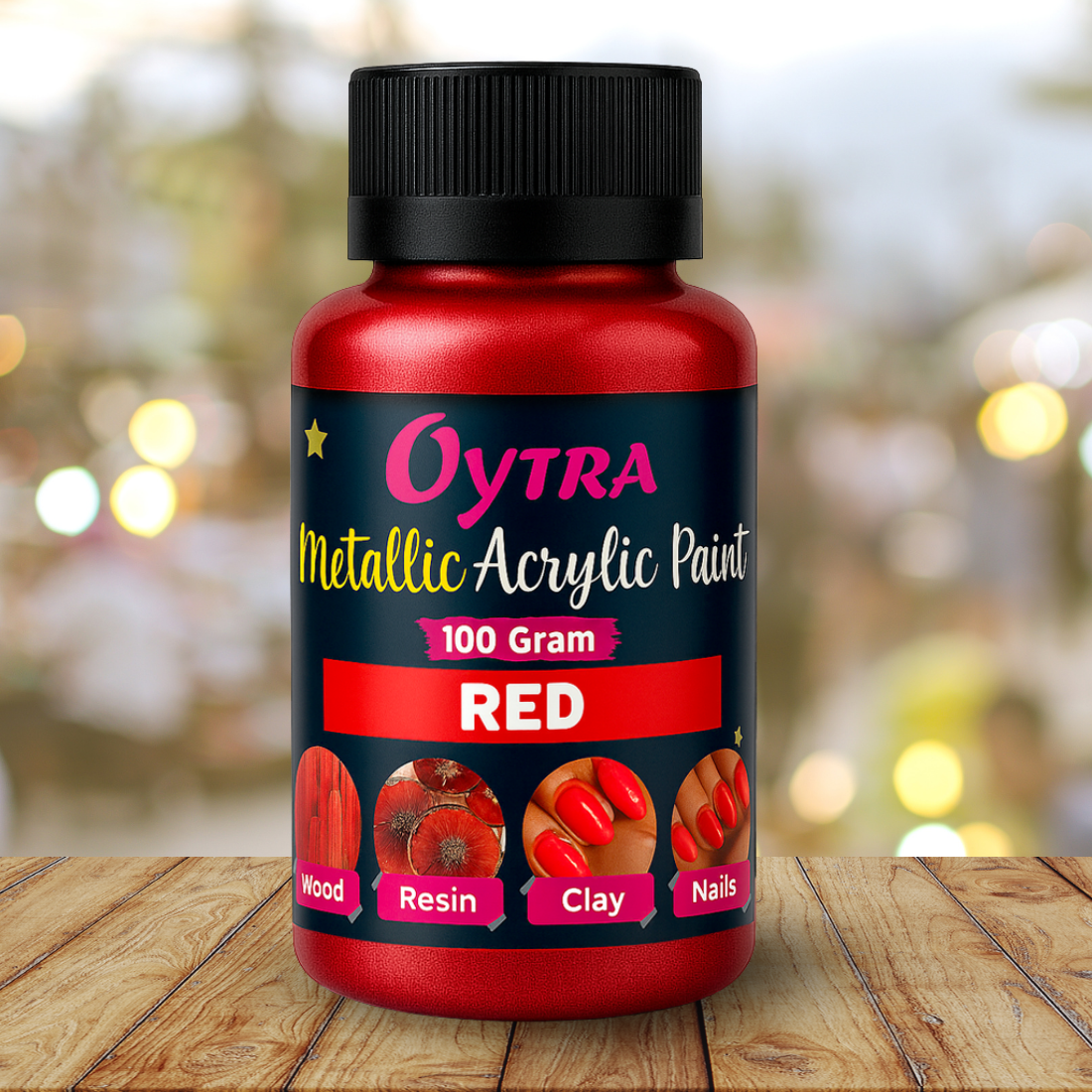 500 ml Red Metallic Acrylic Color Paint for Canvas Glass Wood Wall Car Metal Rock Steel
