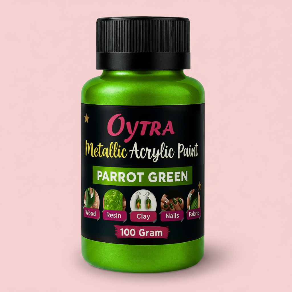 100 Grams Metallic Acrylic Paint (Parrot Green)