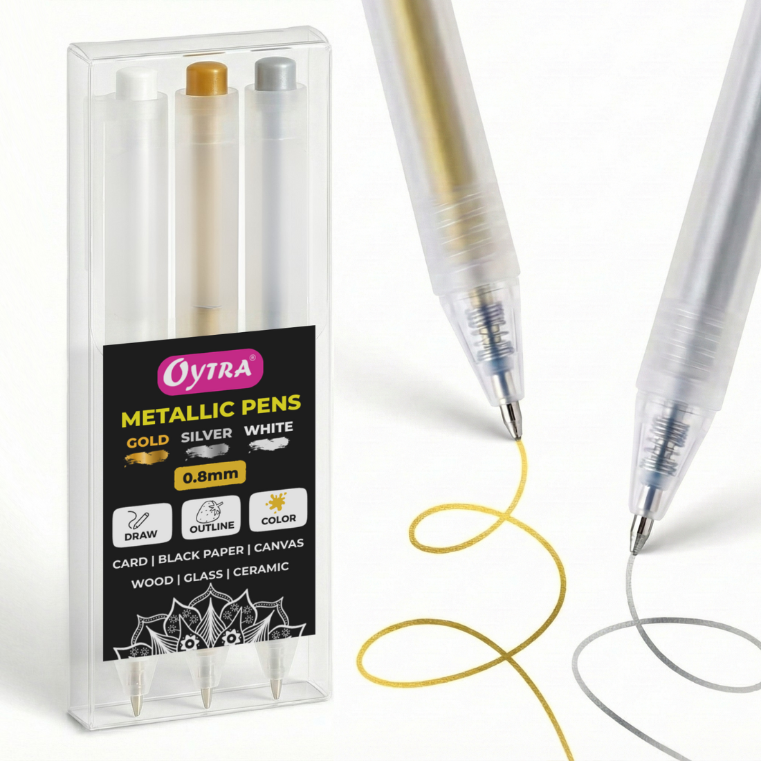 Metallic Fineliner Pens Set of 3 - Gold, White, Silver