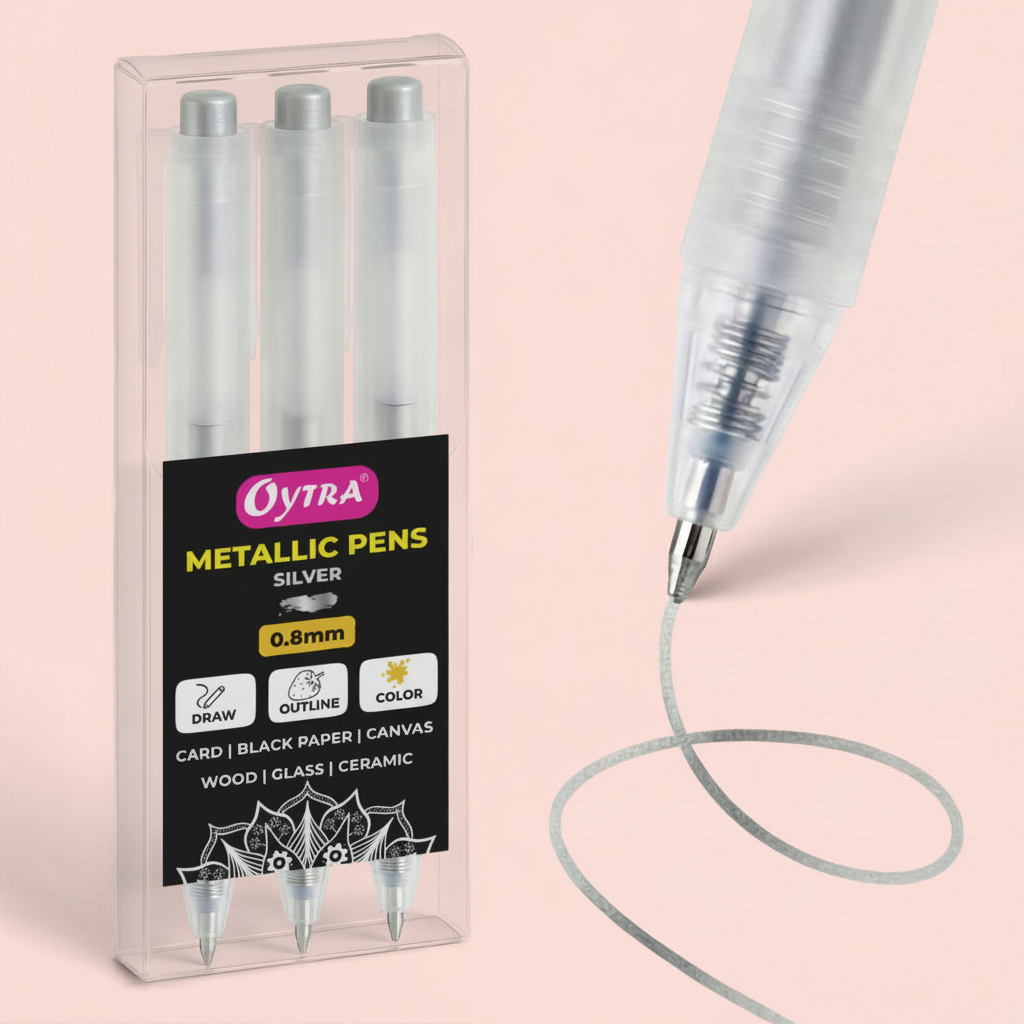 Metallic Fineliner Pens Set of 3 - Silver