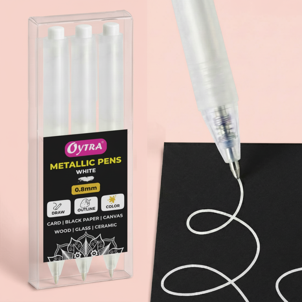 Metallic Fineliner Pens Set of 3 - White