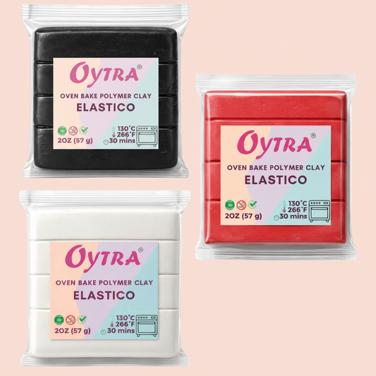 Polymer Oven Bake Clay Combo Black White and Red Elastico Series 57g/2oz per Colour