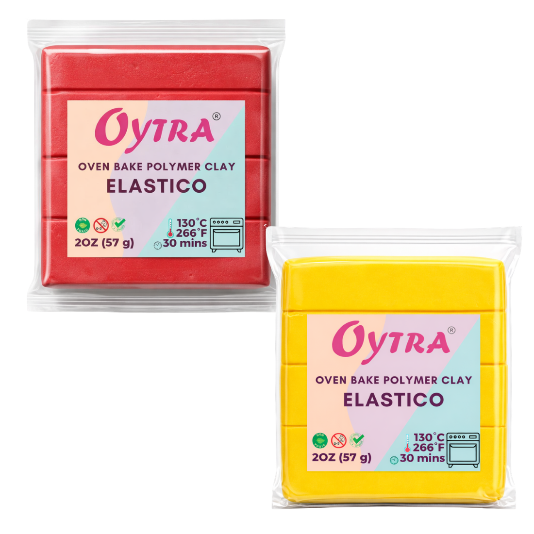 Red and Yellow Polymer Clay Elastico Series 57g / 2OZ Oven Bake Clay