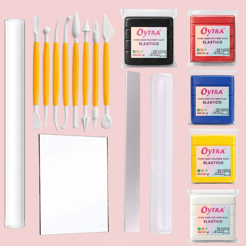 Polymer Clay Kit 5 Colours with Tools
