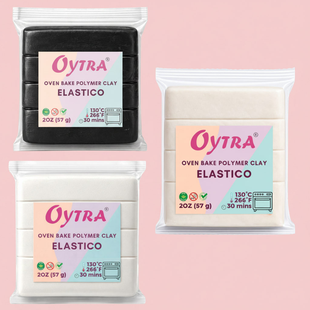 Oytra 3 Colors Polymer Clay Elastico Series Oven Bake Clay 57g/2oz per Colour