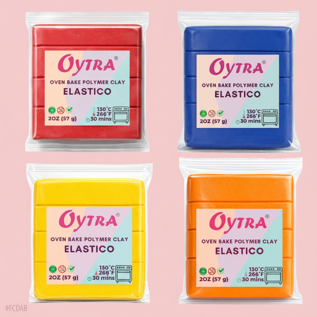 Oytra 4 Colors Polymer Clay Elastico Series Oven Bake Clay 57g/2oz per Colour