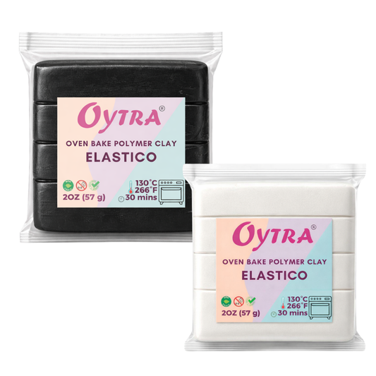 White and Black Polymer Clay Elastico Series 57g / 2OZ Oven Bake Clay