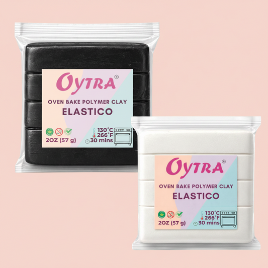 White and Black Polymer Clay Elastico Series 57g / 2OZ Oven Bake Clay