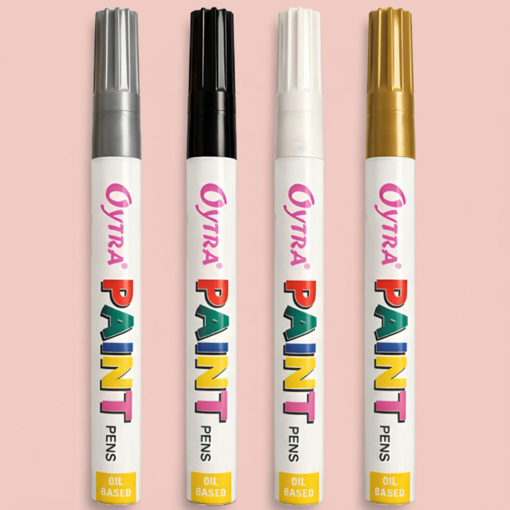 Paint Permanent Marker Pen 4 Pcs (Gold, Silver, White, Black)