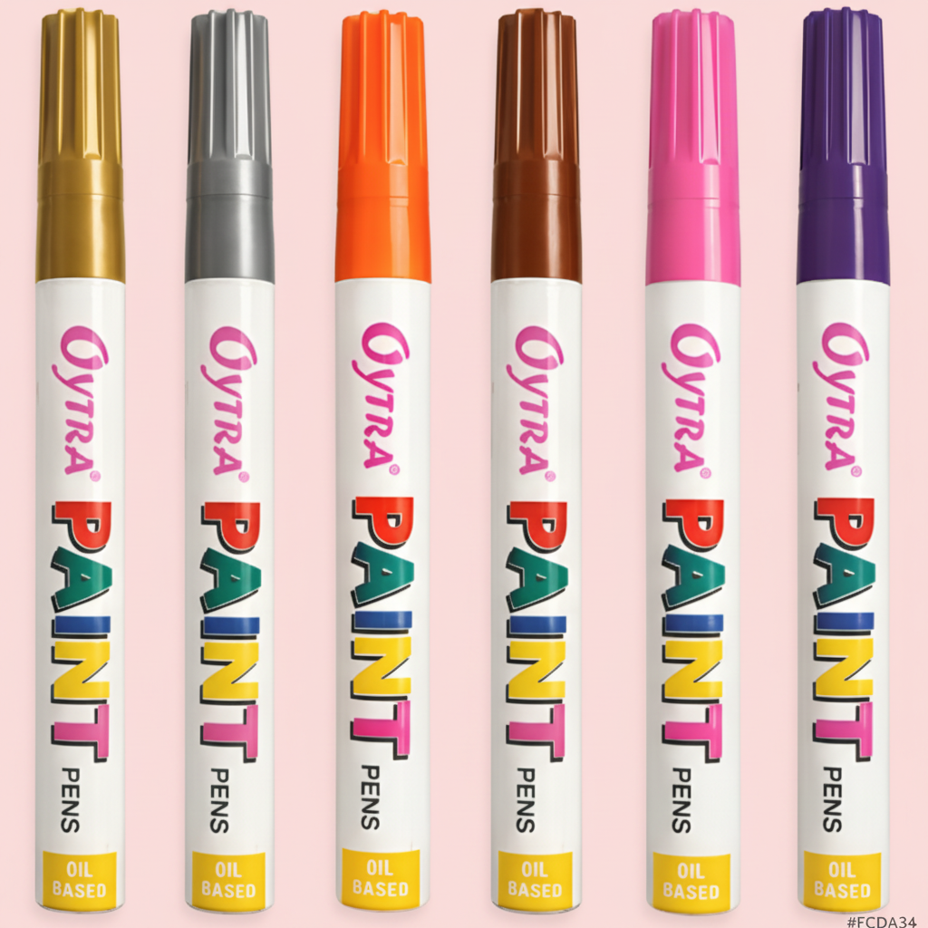 Paint Permanent Marker Pen 6 Pcs (Gold, Silver, Orange, Brown, Pink, Purple)