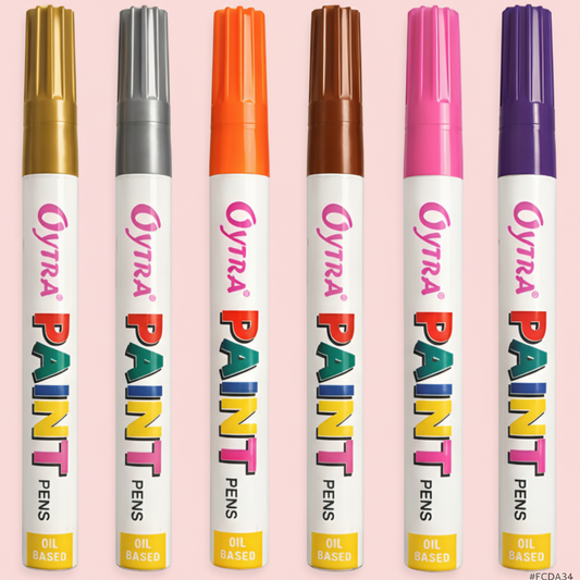 Paint Permanent Marker Pen 6 Pcs (Gold, Silver, Orange, Brown, Pink, Purple)