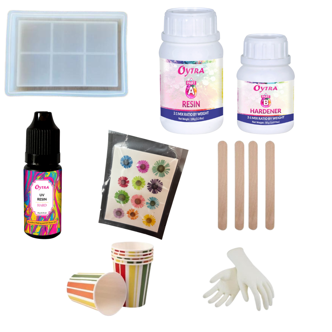 Resin Art kit For beginners, Diy resin Floral Tray