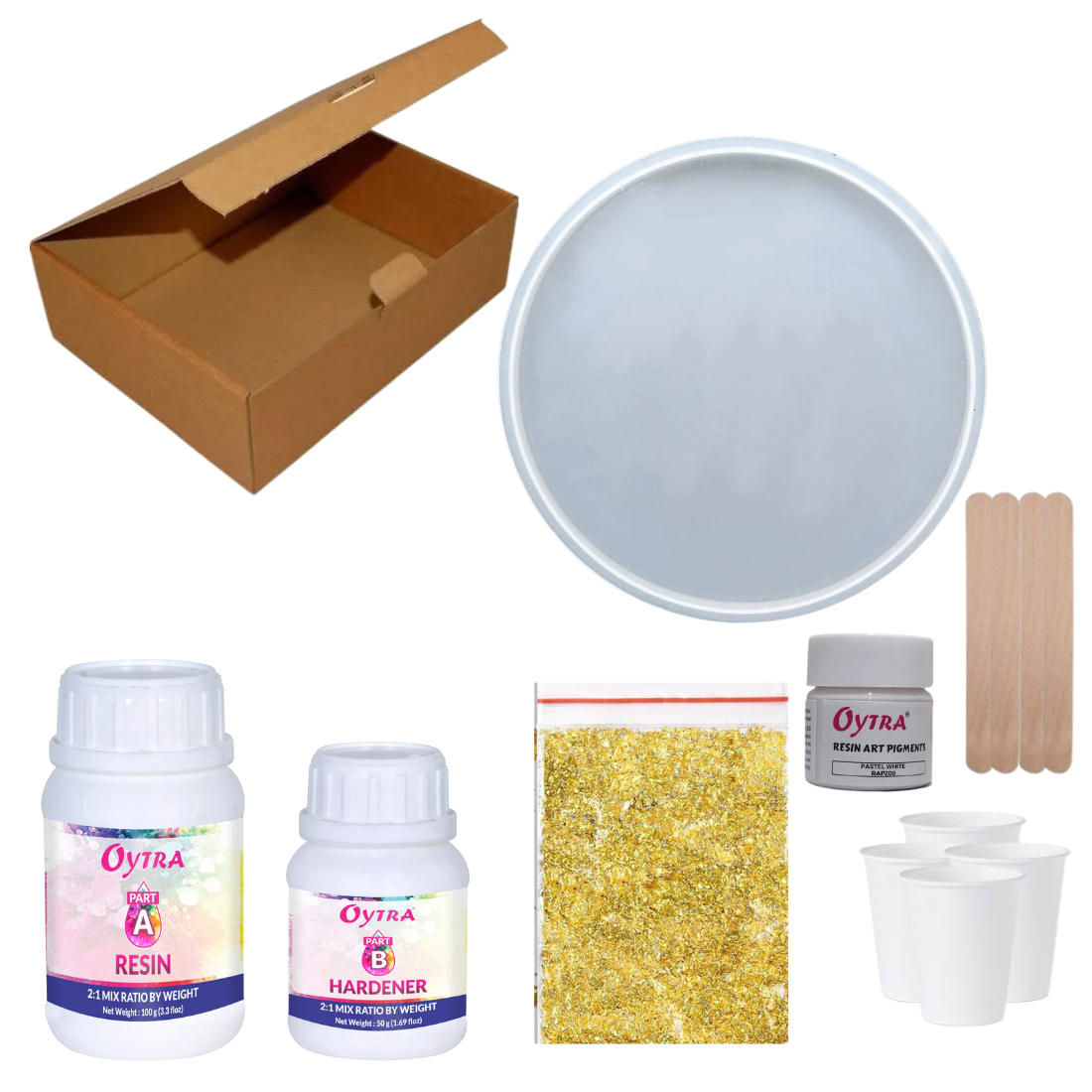 Oytra Resin Art Kit for Round Coaster Making DIY Set Combo Mould, Flake and Pigment Included