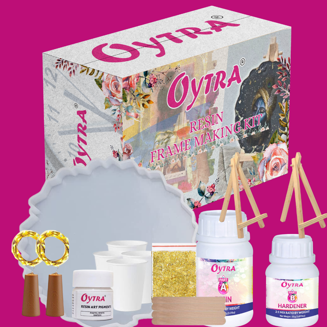 Oytra Oytra Resin Art Frame Kit Combo with Moulds and Tools Flake and Colors