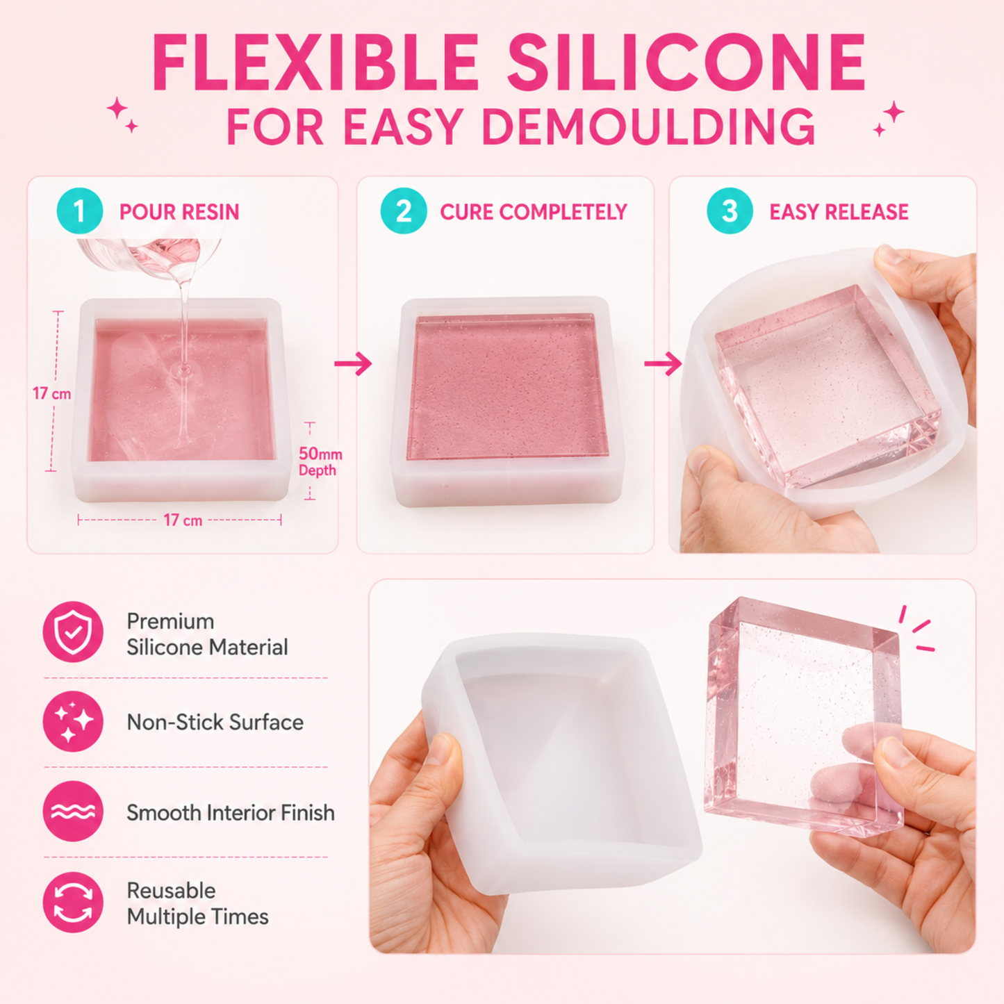 Resin Art Mould Square Wedding Silcone Mould