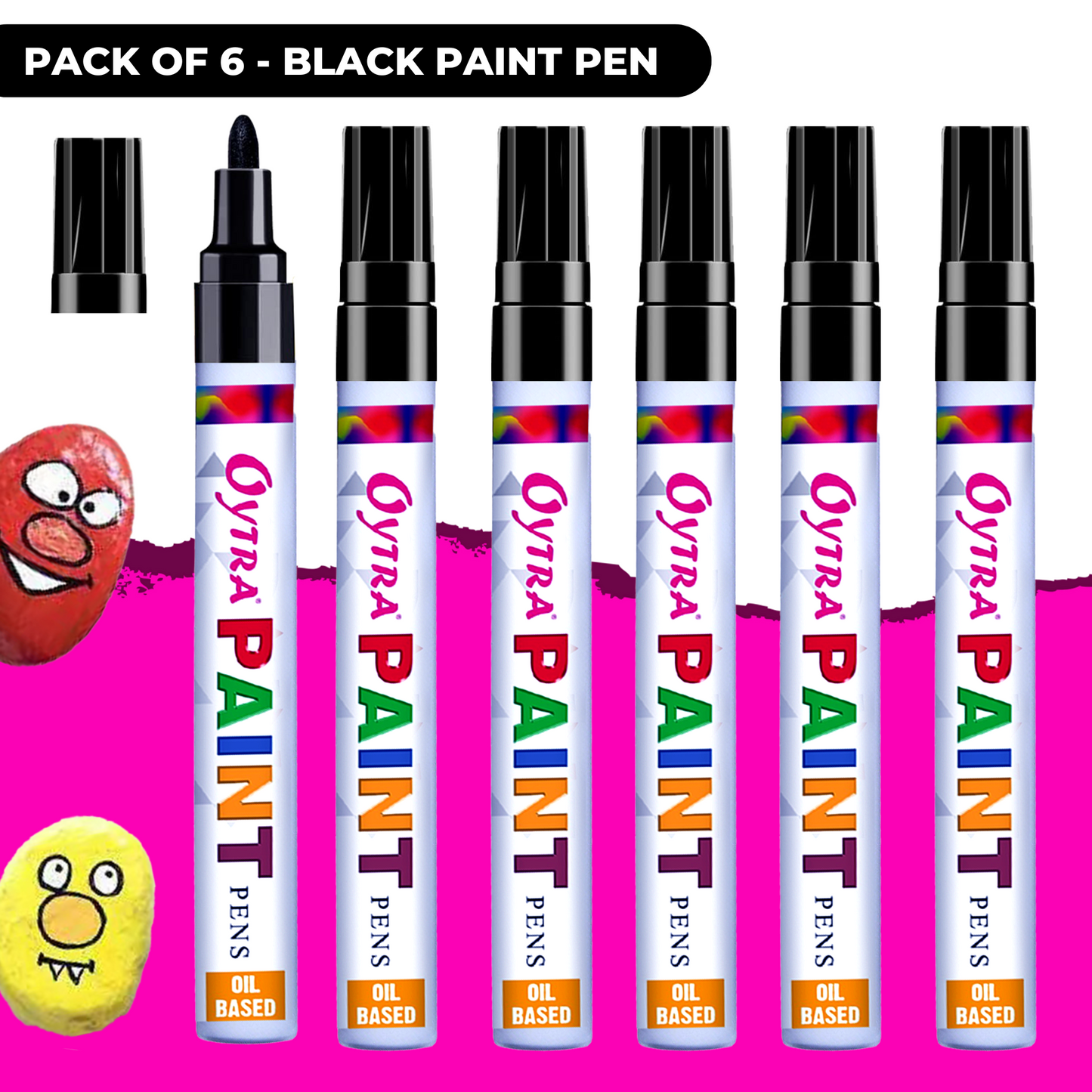 Black Paint Permanent Marker - Set of 6