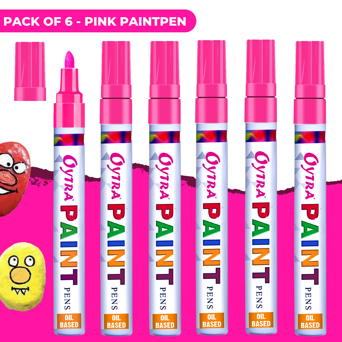 Pink Paint Permanent Marker Pen Set of 6