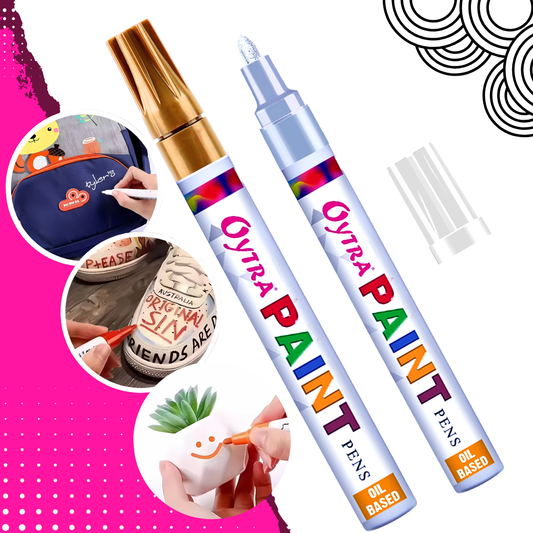 Oytra Paint Marker Pens Permanent Waterproof Oil Based Individual pens Works and All Surfaces, Wood, Fabric, Steel, Glass (Gold, Silver)