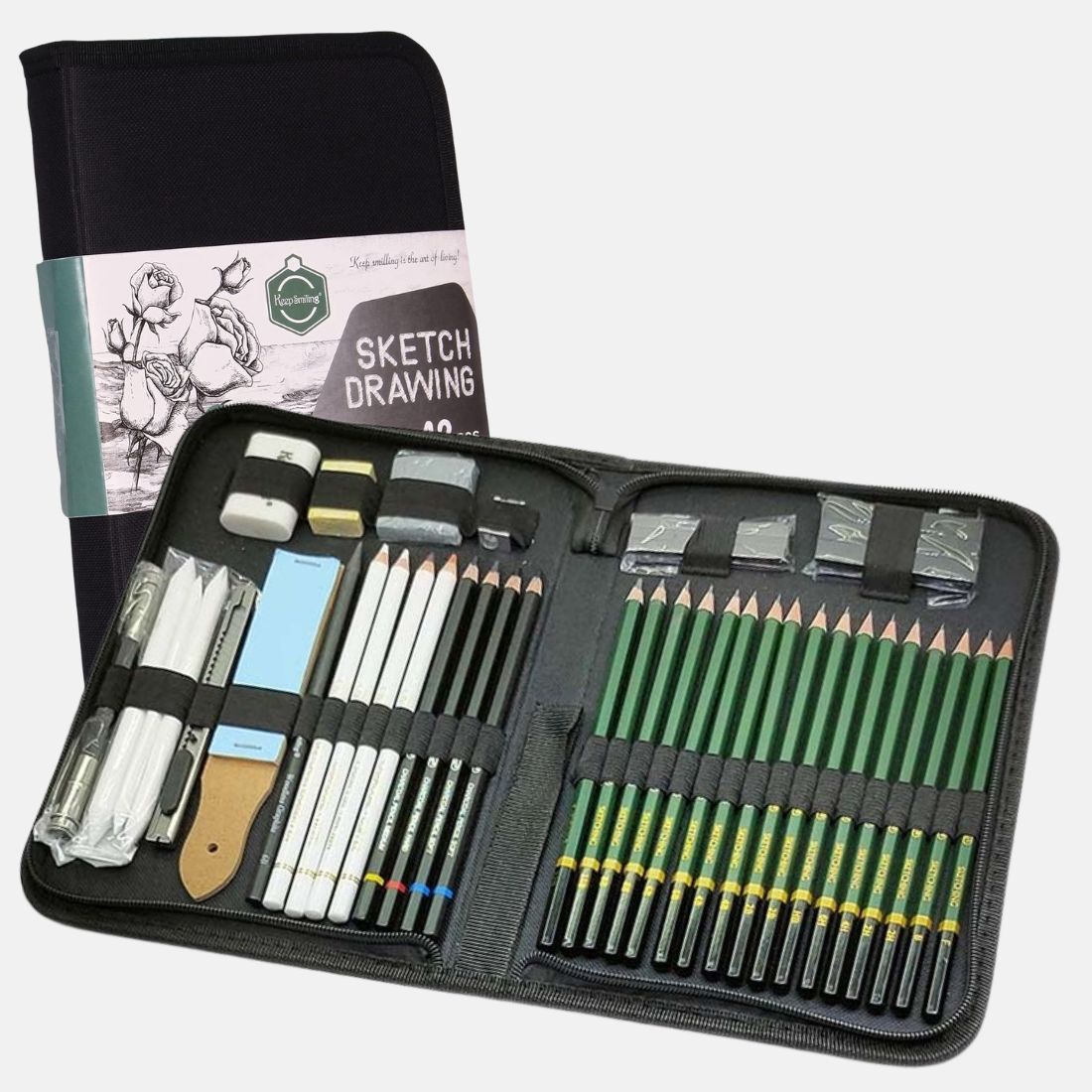 DRAWING KIT: ROLLABLE PENCIL CASE AND COMPLETE PENCILS SET – Magnifico  Beaux Arts
