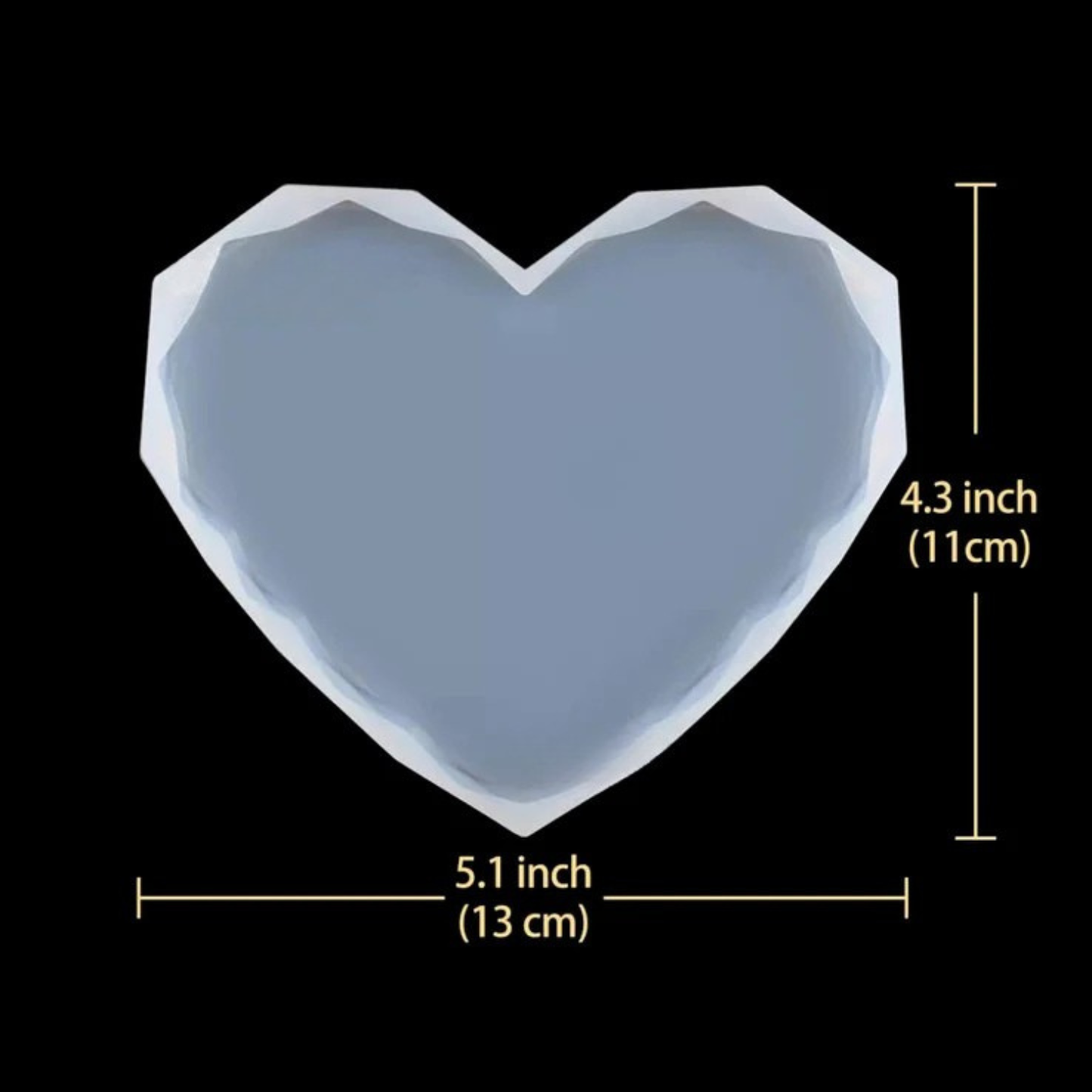 5 Inch Diamond Heart Resin Mould