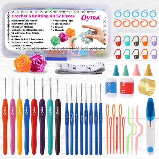 Crochet & Knitting Kit 52 Pcs for Beginners