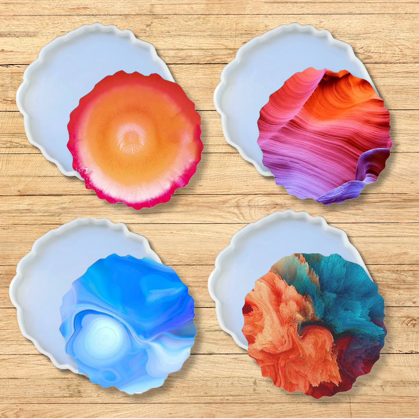 4 Pieces Resin Coaster Mould 4 Inch Round Agate