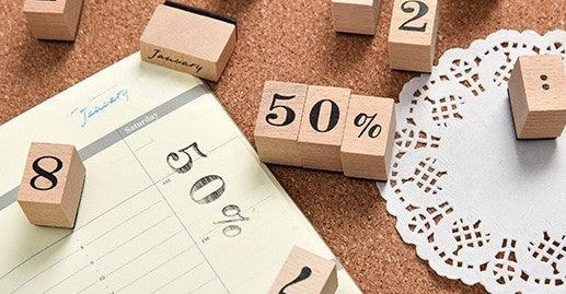 12 Pcs Number Diary Stamp Set - Oytra