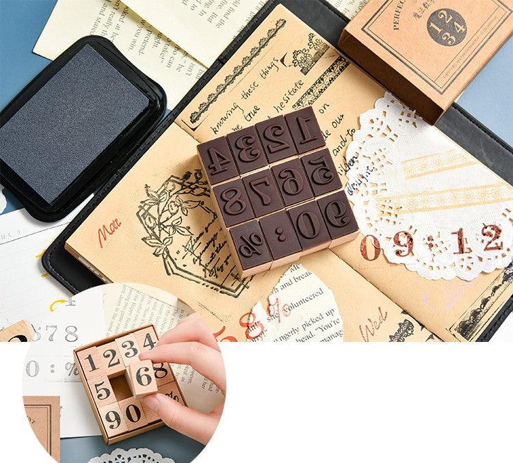 12 Pcs Number Diary Stamp Set - Oytra
