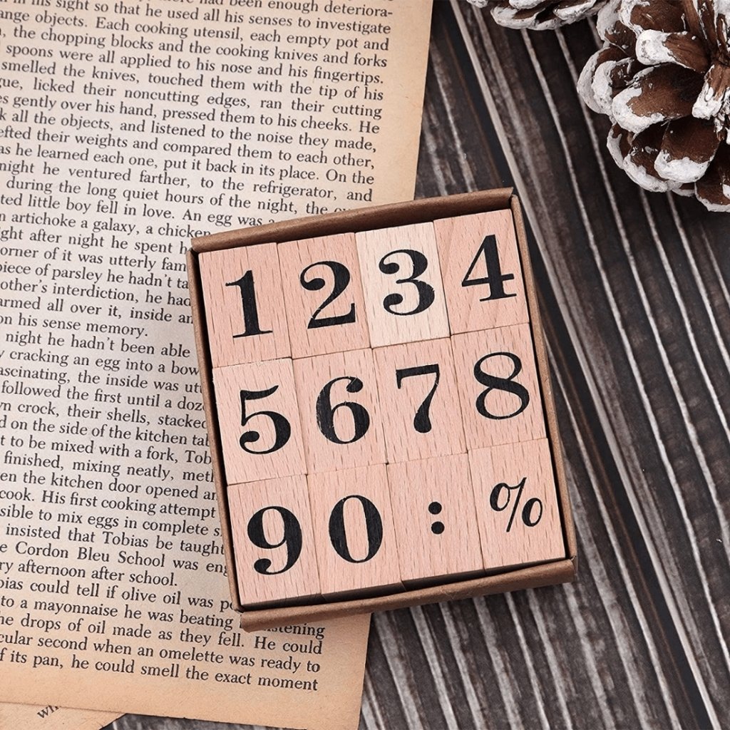 12 Pcs Number Diary Stamp Set - Oytra