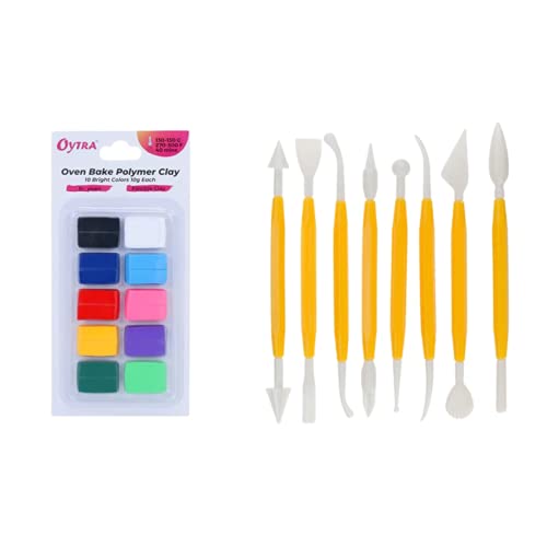 Oytra 11 Pieces Double Ended Clay tool set, Polymer Clay Oven Bake Set 10 Colors Combo