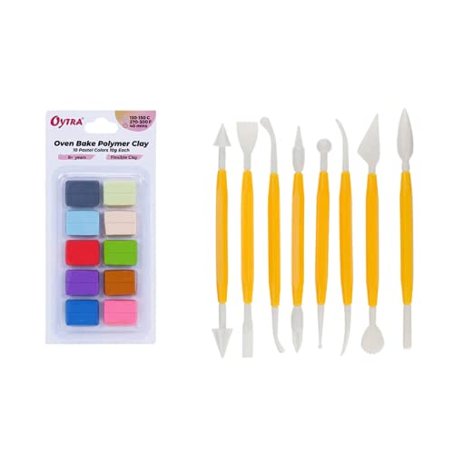 Oytra 11 Pieces Double Ended Clay tool set, Polymer Clay Oven Bake Set 10 pastel Colors Combo