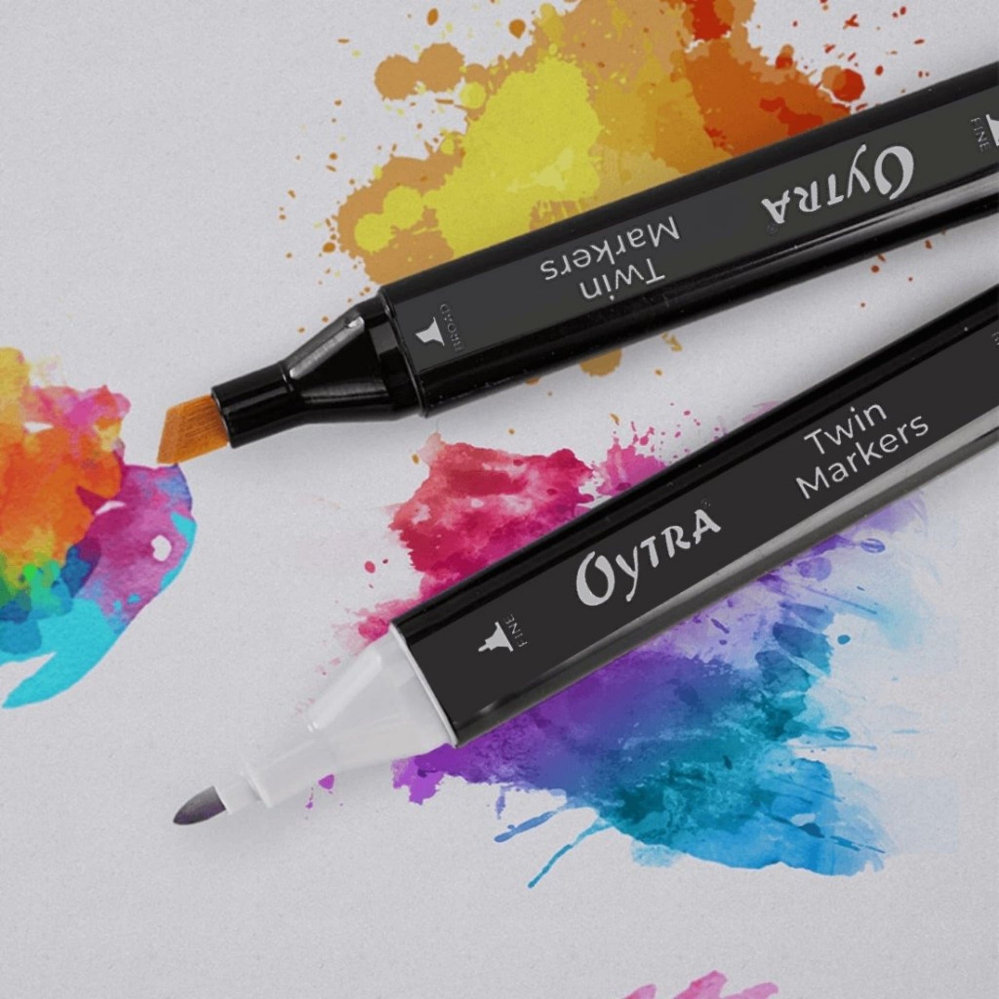 36 Colors Dual Tip Alcohol Markers Bullet and Calligraphy Pens - Oytra